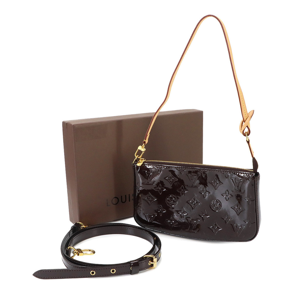Louis Vuitton Vernis Pochette Accessoires 2-way Hand/Shoulder Handbag Leather...